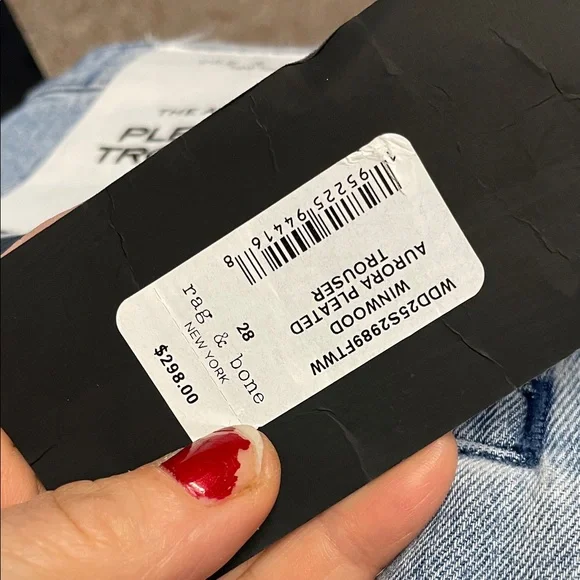 Rag&bone Aurora wide leg Blue Women's pleated trouser Jeans- nwt - Picture 4 of 7